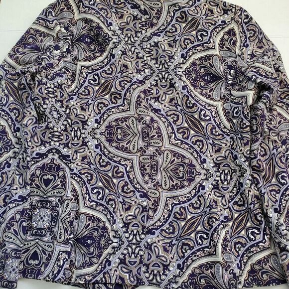Chicos 1 Blazer Paisley Purple Women's Size Medium 8 Button Top Jacket Lined - Picture 10 of 11